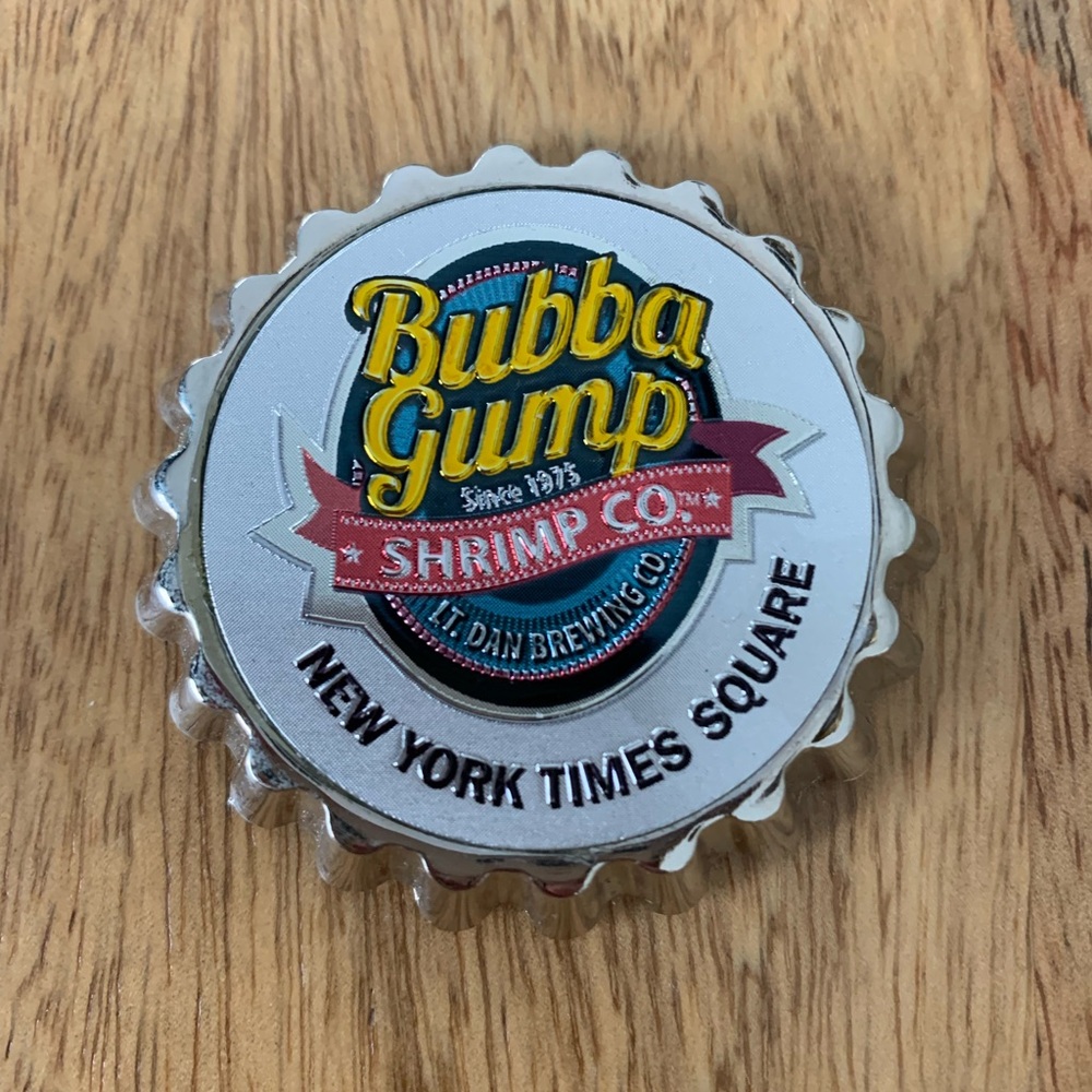 Bubba Gump NYC restaurant bottle opener and magnet